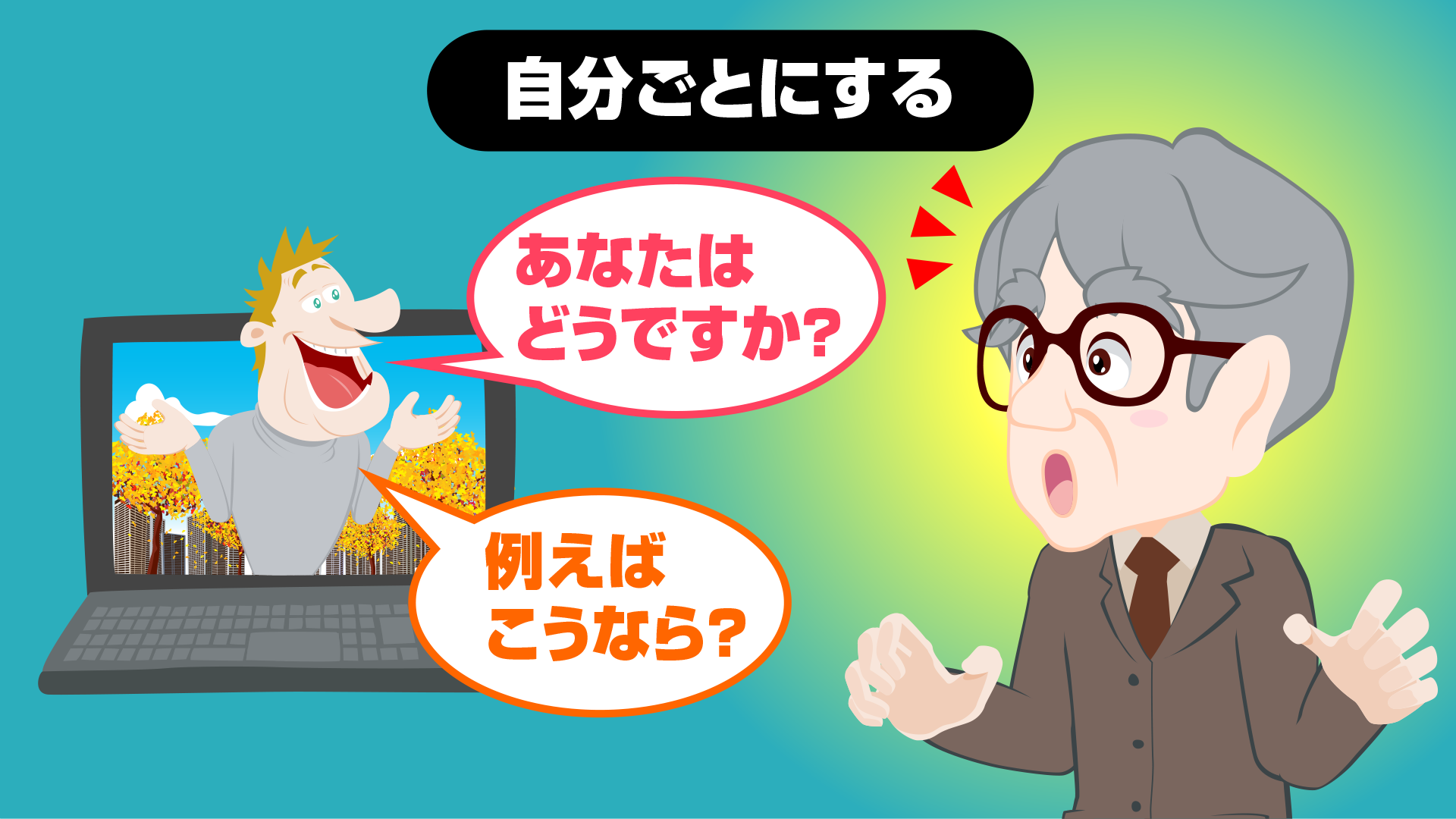 動画から問いかけや例えを投げかけられるイメージ